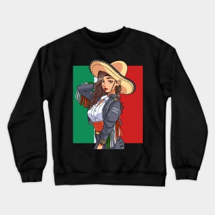 Mexican Girl Pride Mariachi Sombrero Viva Mexico Crewneck Sweatshirt